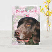 Happy Moederdag Duitse kortharige pointer Kaart (Gele Bloem)