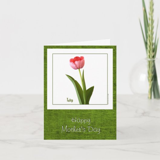 Happy Moederdag - Een roze tulp Kaart (Voorkant)