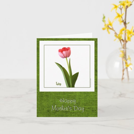 Happy Moederdag - Een roze tulp Kaart (Gele Bloem)