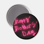 Happy Moederdag Electric Hot Pink Glow-tekst Magneet (Voorkant / Achterkant)
