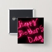Happy Moederdag Electric Hot Pink Glow-tekst Vierkante Button 5,1 Cm (Voorkant /achterkant)