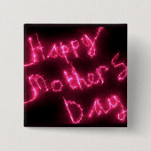 Happy Moederdag Electric Hot Pink Glow-tekst Vierkante Button 5,1 Cm (Voorkant)