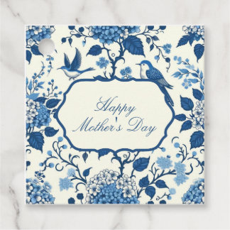 Happy Moederdag Elegant Blauw Chinoiserie Floral Bedankjes Labels