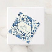 Happy Moederdag Elegant Blauw Chinoiserie Floral Bedankjes Labels (In situ)