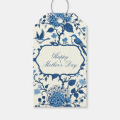 Happy Moederdag Elegant Blauw Chinoiserie Floral Cadeaulabel (Voorkant)