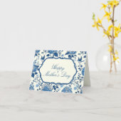 Happy Moederdag Elegant Blauw Chinoiserie Floral Kaart (Gele Bloem)