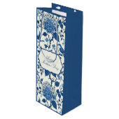 Happy Moederdag Elegant Blauw Chinoiserie Floral Wijn Cadeautas (Voorkant Gekanteld)