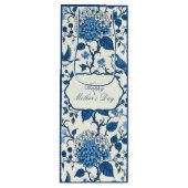 Happy Moederdag Elegant Blauw Chinoiserie Floral Wijn Cadeautas (Voorkant)