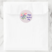Happy Moederdag Elegant Bloemen Blush Roze Ronde Sticker (Tas)