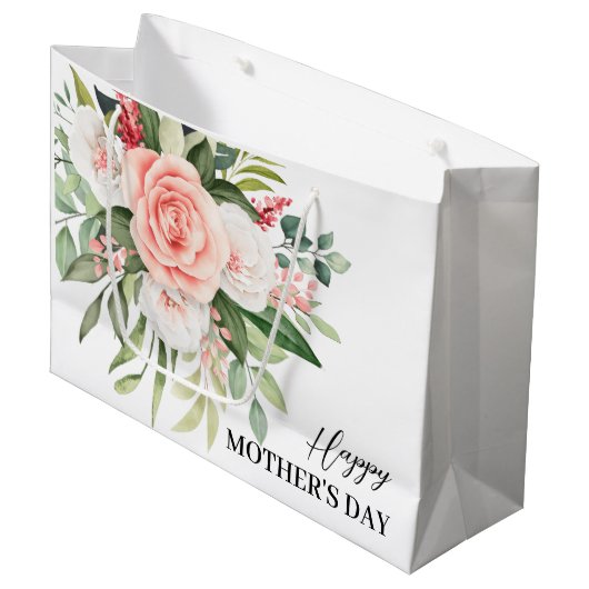 Happy Moederdag Elegant Boho Rozen Groot Groot Cadeauzakje (Voorkant Gekanteld)