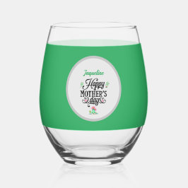 Happy Moederdag Elegant Frogs gepersonaliseerd Wijnglas Zonder Voet