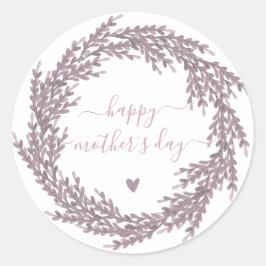 Happy Moederdag - Elegant Lavender Wreath Ronde Sticker