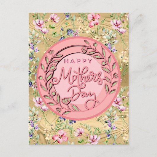 Happy Moederdag Elegant Modern Roze Bloemen Briefkaart (Voorkant)