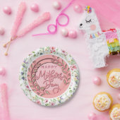 Happy Moederdag Elegant Modern Roze Bloemen Papieren Bordje (Feest)