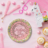 Happy Moederdag Elegant Modern Roze Bloemen Papieren Bordje (Feest)