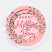 Happy Moederdag Elegant Modern Roze Bloemen Ronde Sticker (Voorkant)