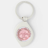 Happy Moederdag Elegant Modern Roze Bloemen Sleutelhanger (Voorkant)