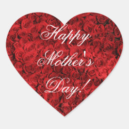 Happy Moederdag Elegant Red Roses Floral Hart Sticker