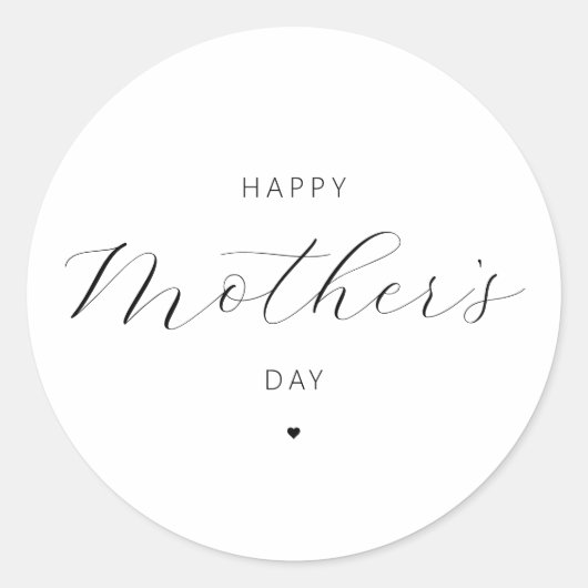 Happy Moederdag Elegant Script Typografie Ronde Sticker (Voorkant)