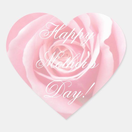 Happy Moederdag Elegant Zacht Roze Rozen Bloemen Hart Sticker (Voorkant)