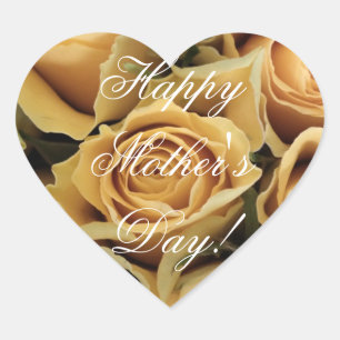 Happy Moederdag Elegante Gele Rozen Bloemen Hart Sticker