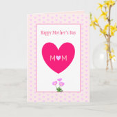 Happy-Moederdag- en roze hartenkaart Kaart (Gele Bloem)
