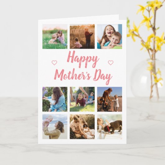 Happy Moederdag Family Fotocollage Kaart (Gele Bloem)