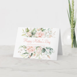 Happy Moederdag Faux Gold Blush Pink Floral Kaart