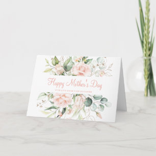 Happy Moederdag Faux Gold Blush Pink Floral Kaart