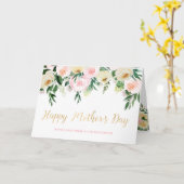 Happy Moederdag Faux Goud en Roze Bloemen Kaart (Gele Bloem)