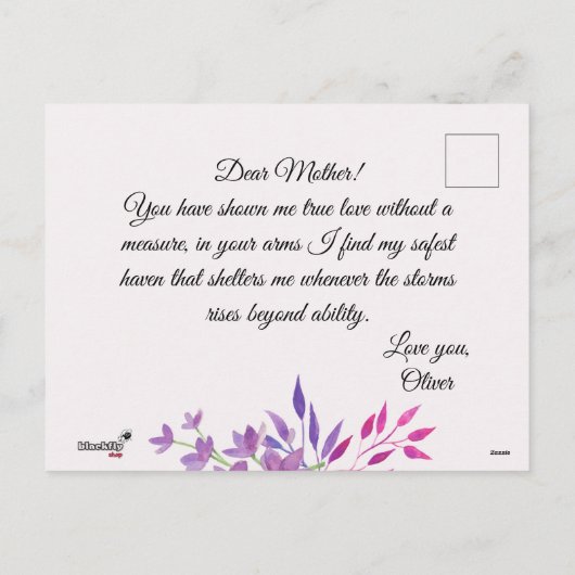 Happy Moederdag Feestdagenkaart (Achterkant)