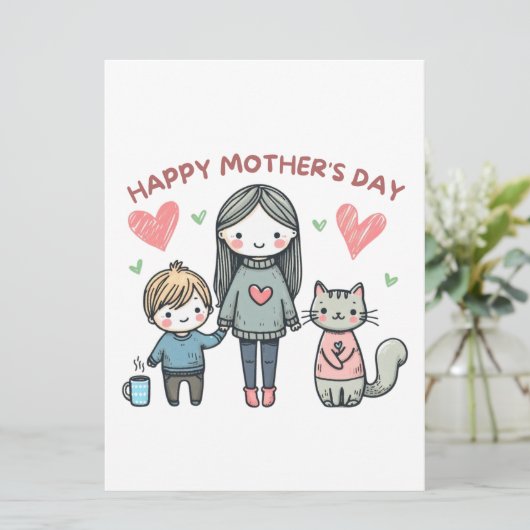Happy Moederdag Feestdagenkaart (Staand voorkant)