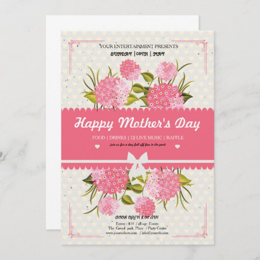 Happy Moederdag-feestuitnodiging Kaart (Voorkant / Achterkant)