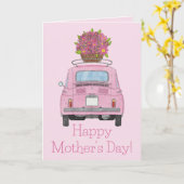 Happy Moederdag Fiat 500 Kaart (Gele Bloem)