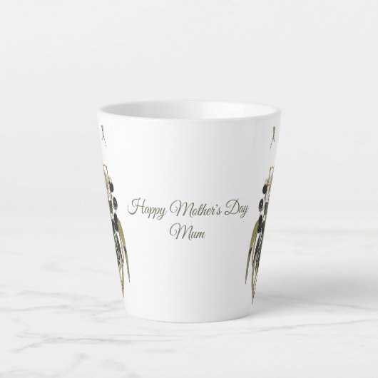 Happy Moederdag Flora Aquarel Klein Latte Mok (Voorkant)