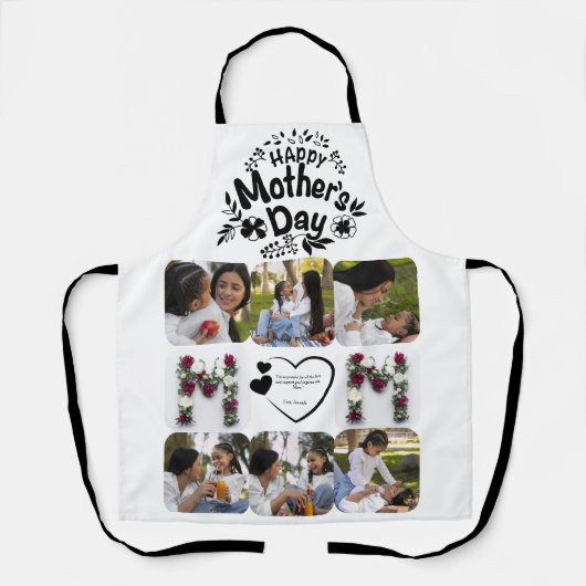 Happy Moederdag Floral Aangepaste Foto Schort (Voorkant)