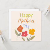 Happy Moederdag Floral Blooms Briefkaart (Voorkant / Achterkant in situ)