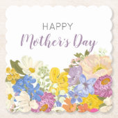 Happy Moederdag Floral Blooms Kartonnen Onderzetters (Voorkant)