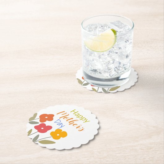 Happy Moederdag Floral Blooms Kartonnen Onderzetters (Insitu)