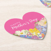 Happy Moederdag Floral Blooms Kartonnen Onderzetters (Gekanteld)