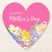Happy Moederdag Floral Blooms Kartonnen Onderzetters (Voorkant)