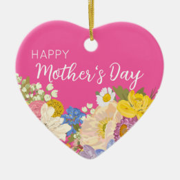 Happy Moederdag Floral Blooms Keramisch Ornament