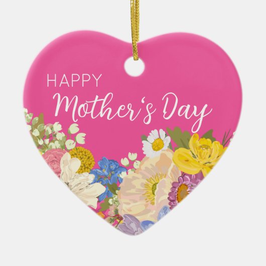 Happy Moederdag Floral Blooms Keramisch Ornament (Voorkant)