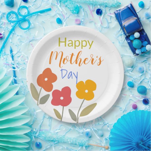 Happy Moederdag Floral Blooms Napkins Papieren Bordje (Feest)