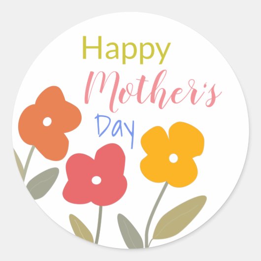 Happy Moederdag Floral Blooms Paper Bord Ronde Sticker (Voorkant)