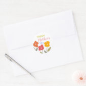 Happy Moederdag Floral Blooms Paper Bord Ronde Sticker (Envelop)