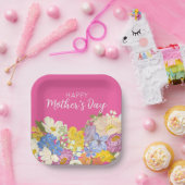 Happy Moederdag Floral Blooms Papieren Bordje (Feest)