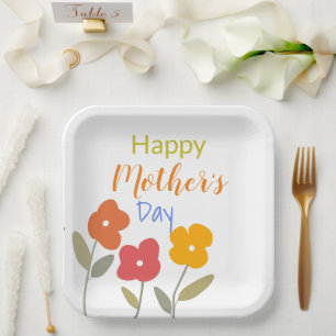 Happy Moederdag Floral Blooms   Papieren Bordje