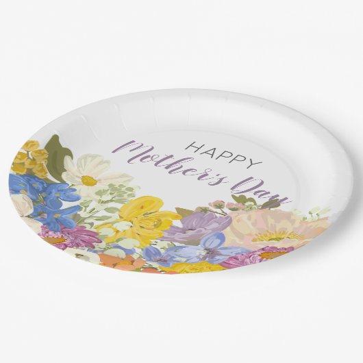 Happy Moederdag Floral Blooms Papieren Bordje (Gekanteld)