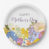 Happy Moederdag Floral Blooms Papieren Bordje (Voorkant)